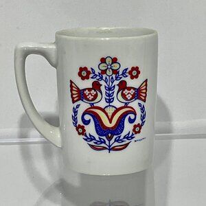 Vintage Berggren Swedish Folk Art Mug Birds & Tulips 3/$17